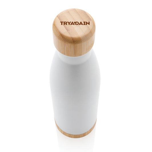 Wood lid water bottle